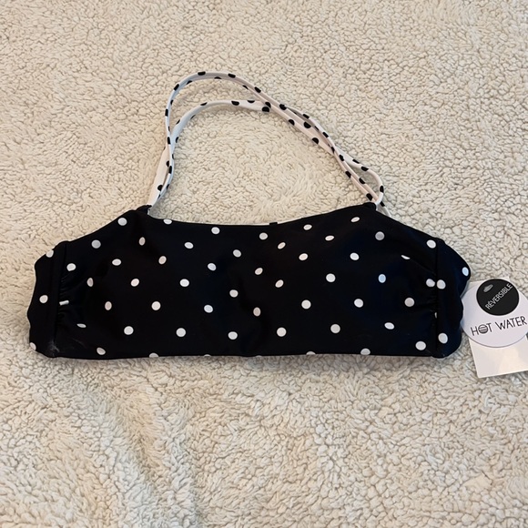 Hot Water Swimwear Swim Bandeau Top black/white dots Small Juniors - Picture 2 of 6
